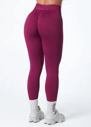 breath easy Flattering Waist SIGNATURE SCRUNCH LEGGINGS HIGH RISE - BERRY
