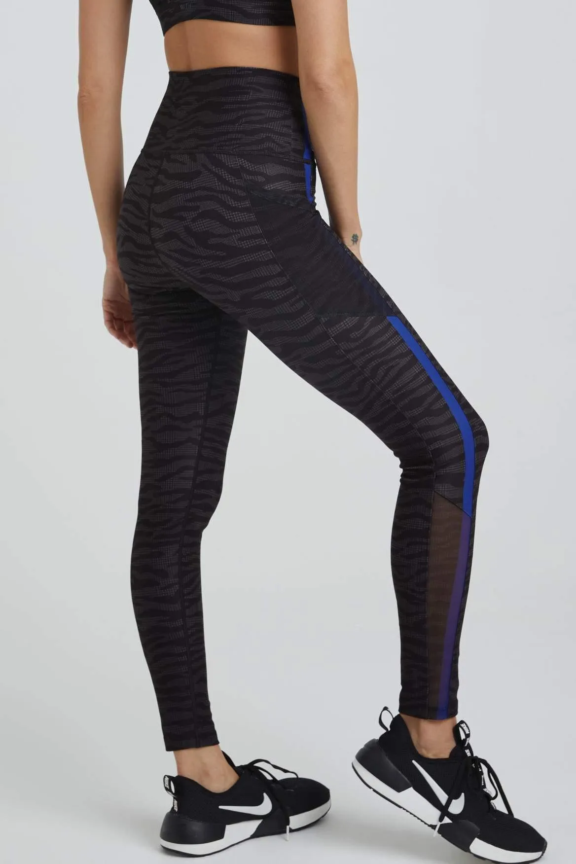 Wear It To Heart Nala Legging - Zebra w/Cobalt Blue Anti Odor Outdoor Lover