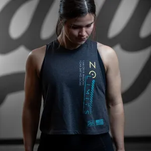 Daily Cool Women's No Limits Racerback Cropped Tank - Dark Heather Gray