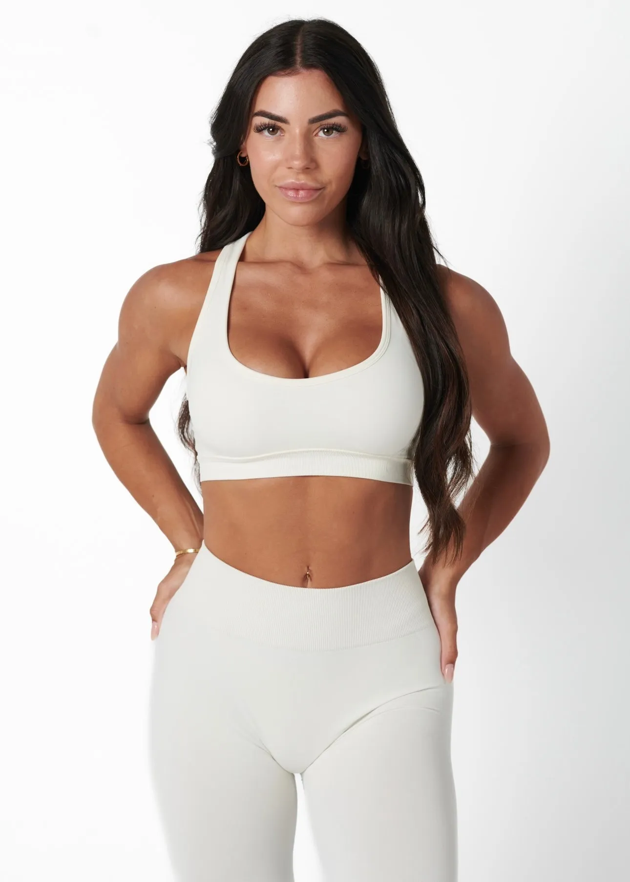 Flat Seams Racerback Style SIGNATURE SPORT BRA - VANILLA