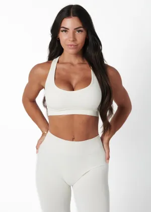 Flat Seams Racerback Style SIGNATURE SPORT BRA - VANILLA