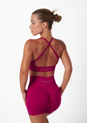 Decorative stitching seams Halter neck SUPPORT MINI BRA - RASPBERRY