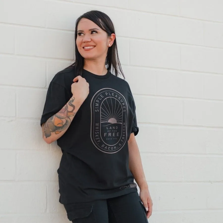 Women's Simple Pleasures Boyfriend Fit T-Shirt - Black Relax Style Trend Hiking durability