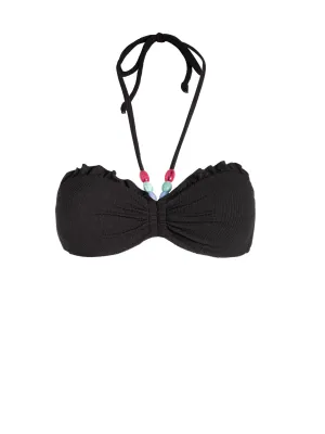 Alexis Top In Black Texture Convertible Strap System Anti Slip Waistband