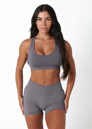 Fringed edges seams Non-Chafing Edge SIGNATURE SPORT BRA - GREY