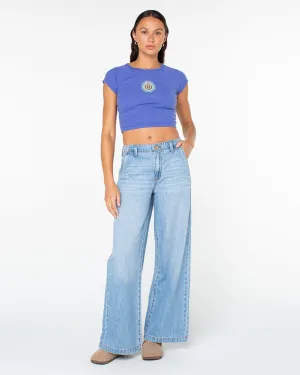 Slow Dive Cropped Tee - Mazzarine Blue Slow Dive Subtle Details Layered Look