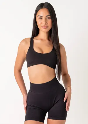 Mock neck seams Lightweight Band BALANCE BRA 2.0 - BLACK