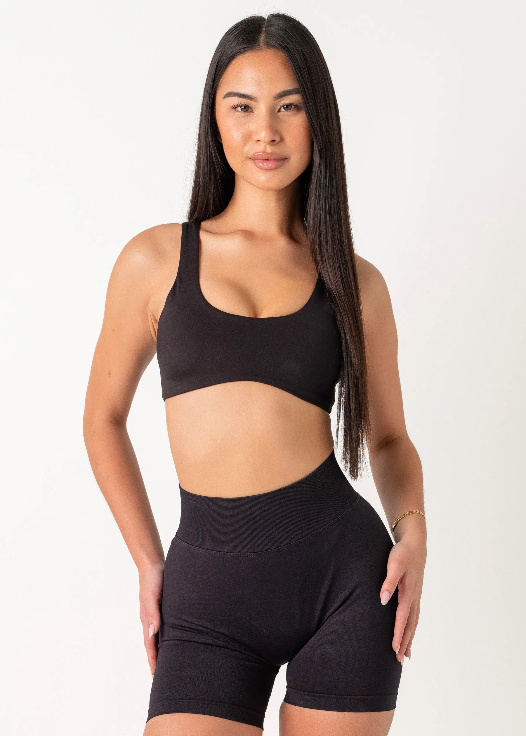 Mock neck seams Lightweight Band BALANCE BRA 2.0 - BLACK