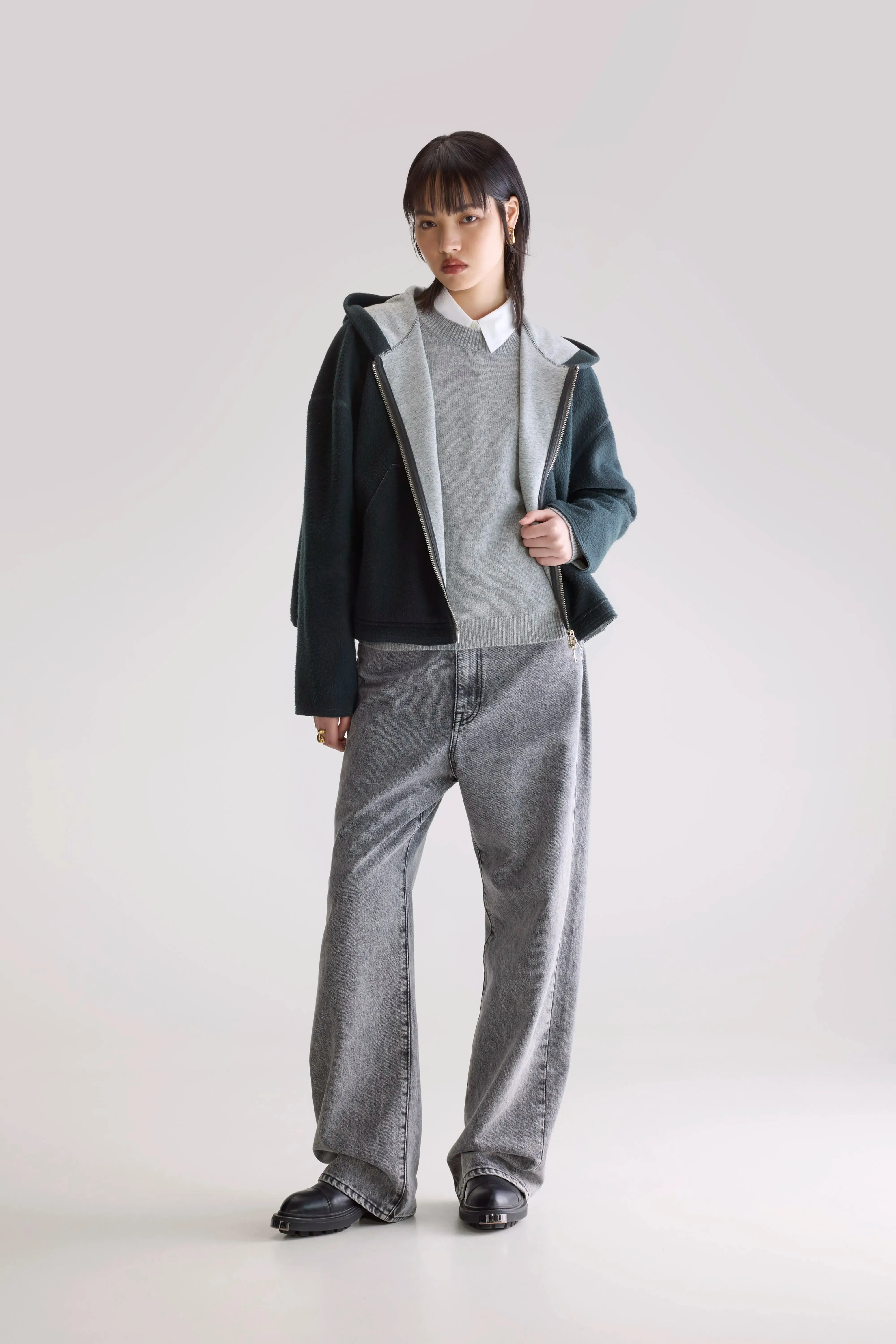 product loop stability Fannel hooded sweatshirt (252 / W / ACIER)