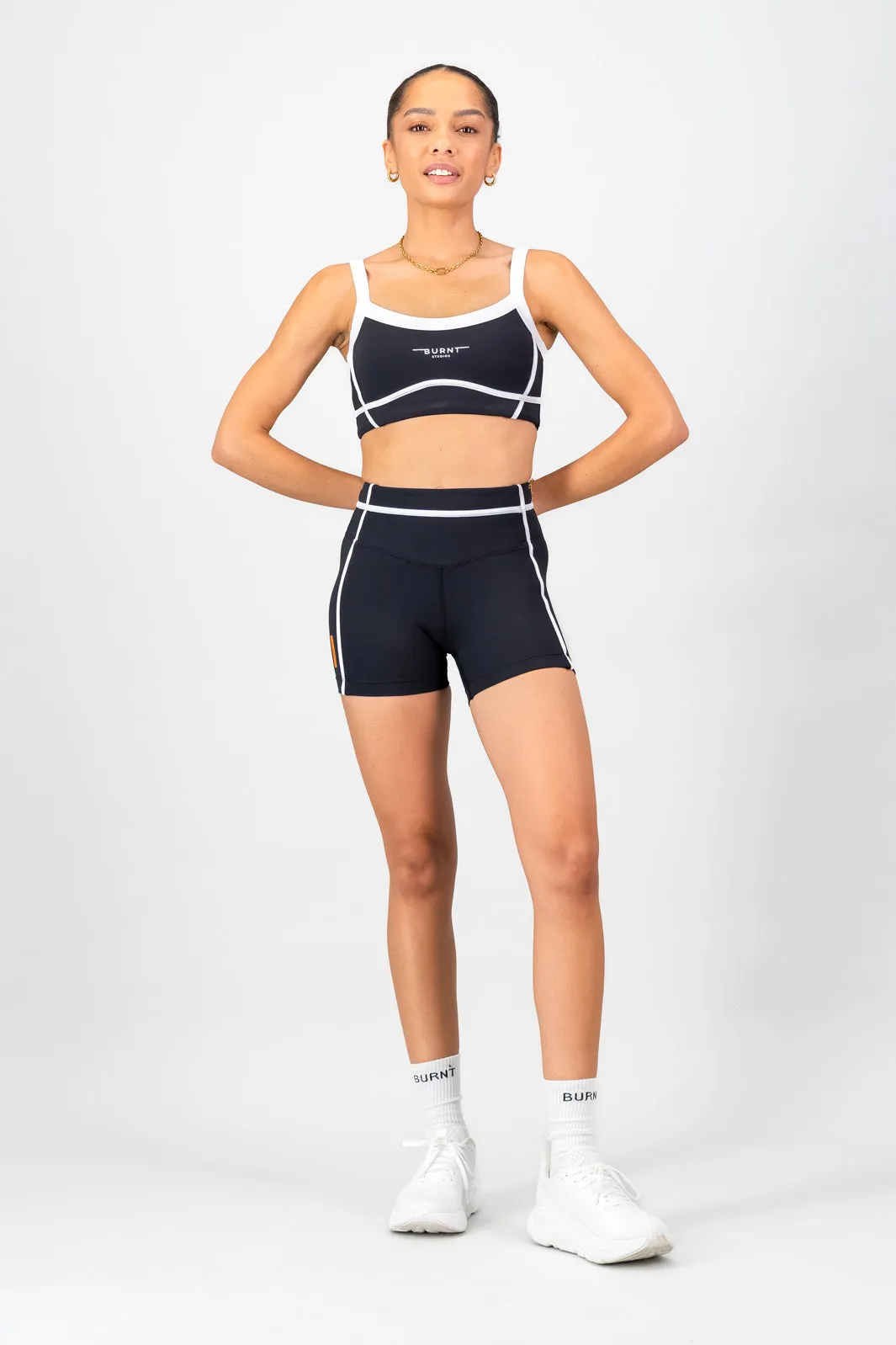 Collared Stella Sports Bra - Black