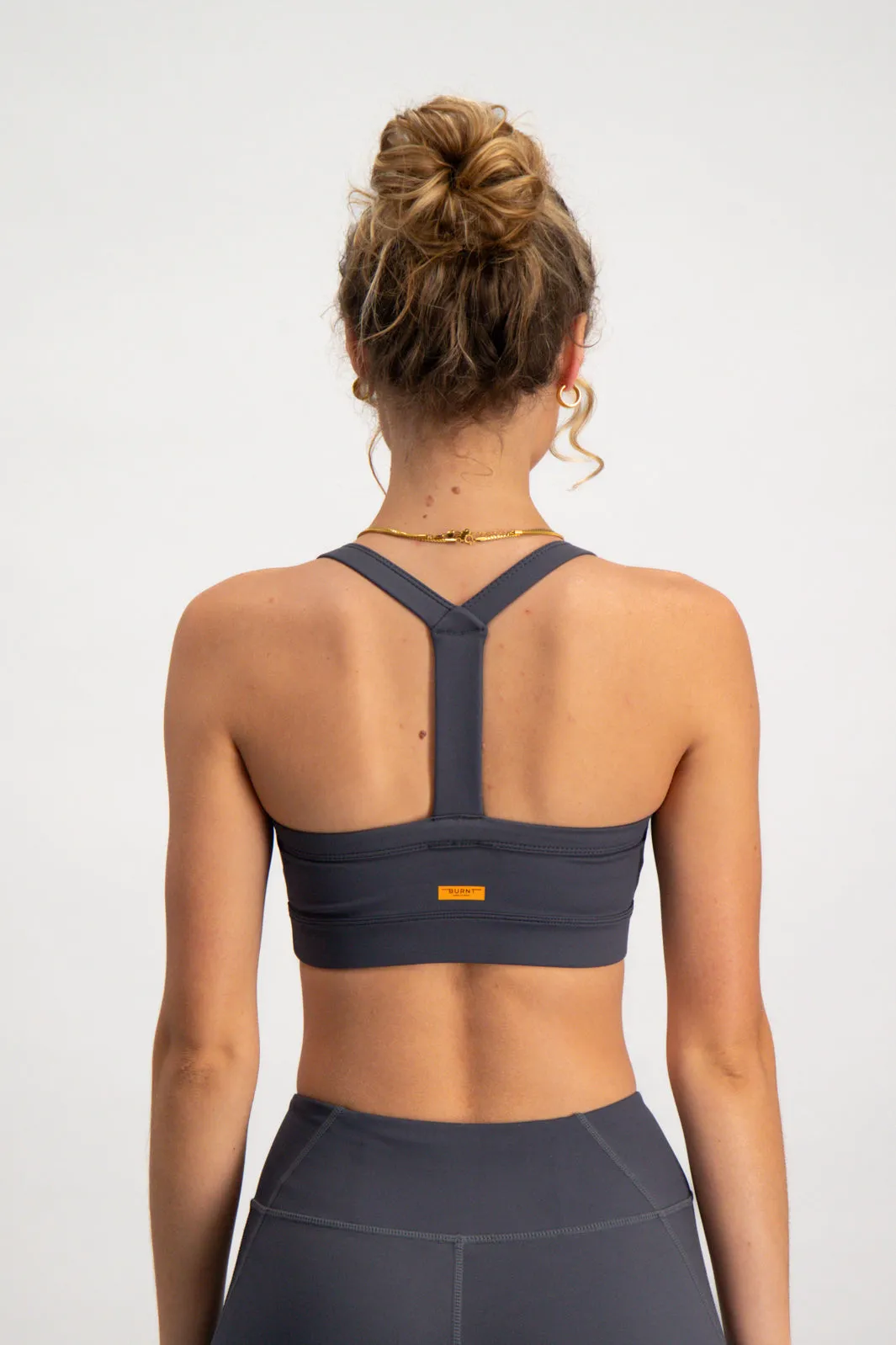 Flexible Band Pastel workout wear Core Sports Bra - Charcoal