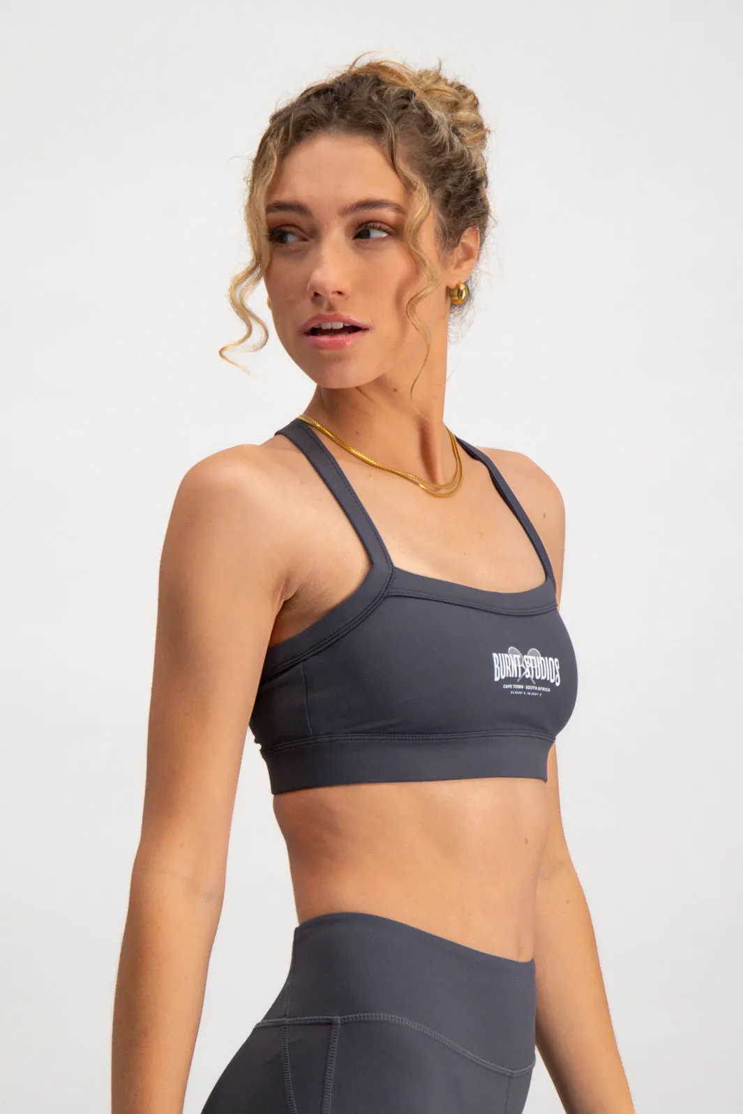 White Core Sports Bra - Charcoal