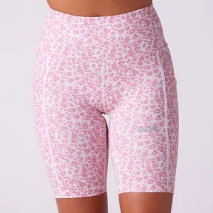 compression support cycling attire Women's Fly 8" High Rise Fit Short - Leopard