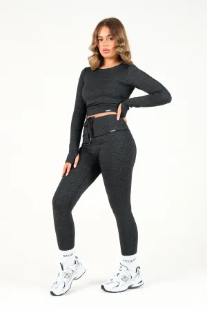 Hybrid High Waisted Leggings Black Marl Mountain Hike Soft Touch Full-Length Wear