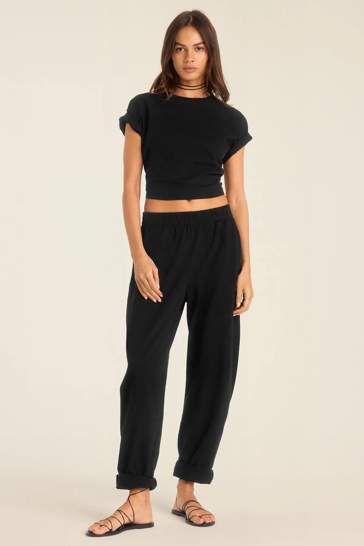 Lightweight Comfort Wear Active Comfort Wear Coast Crop Tee - Black Cotton Jersey