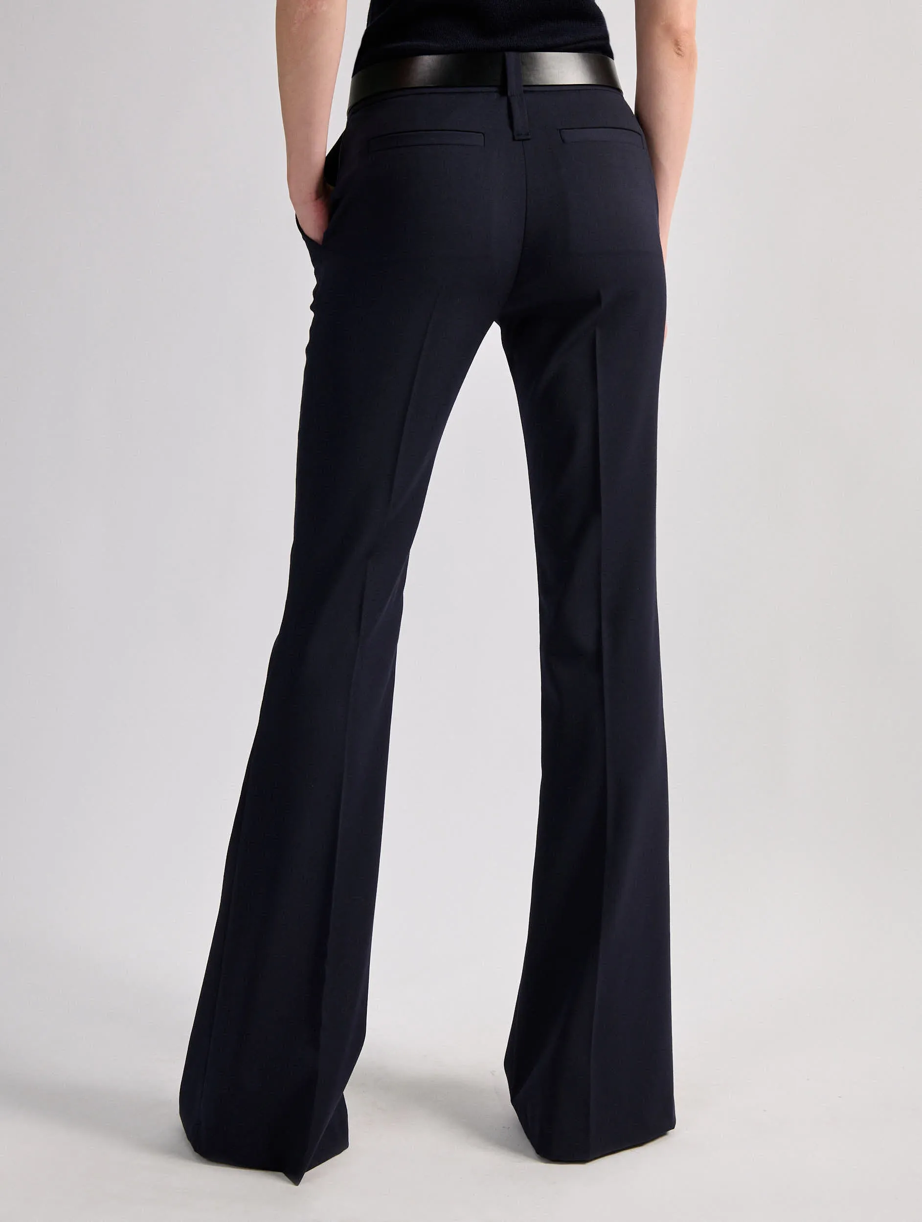 Timeless Look Navy stretch wool gabardine bootleg trousers
