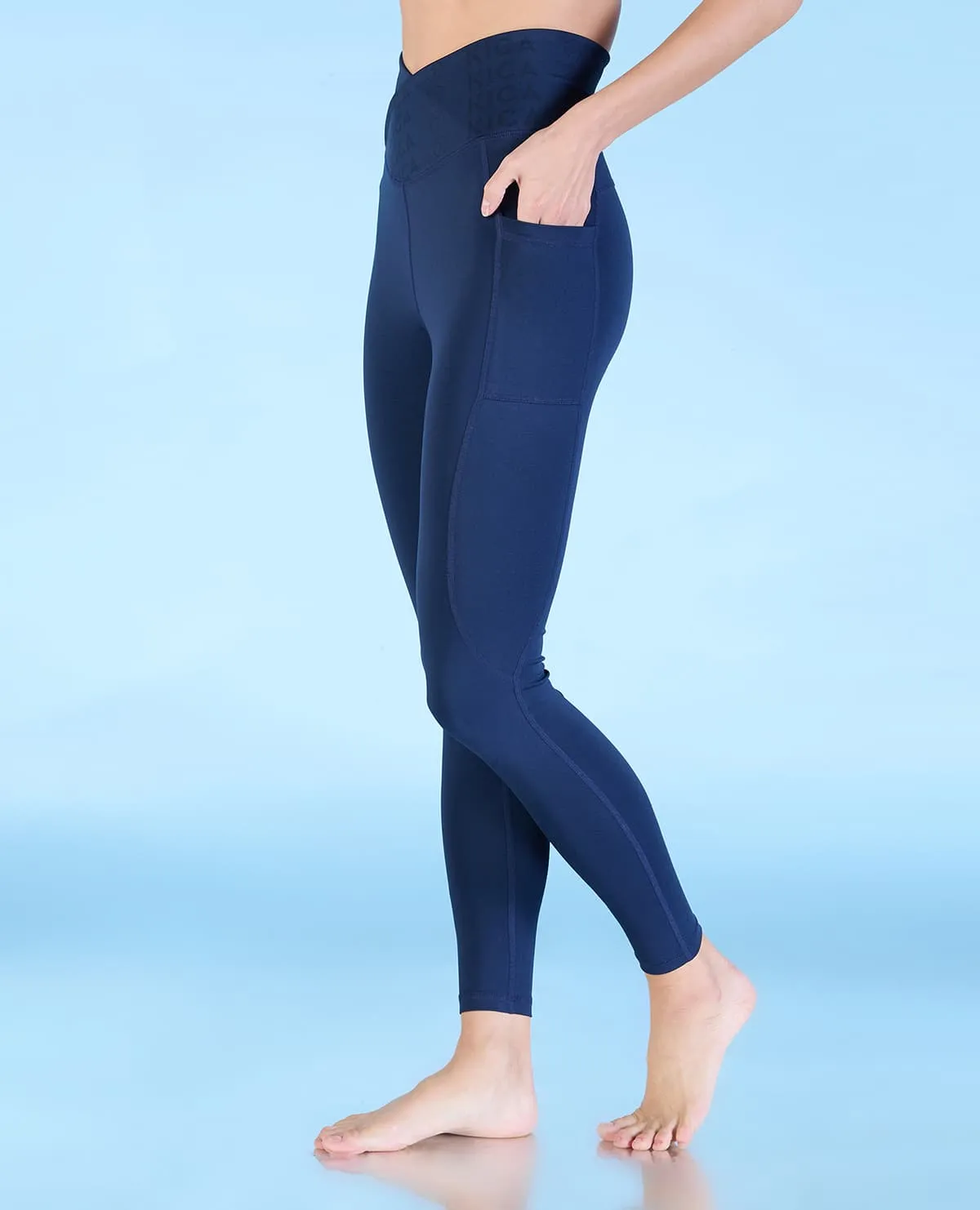 Women Cross Waist Mid Rise Leggings Max Comfort