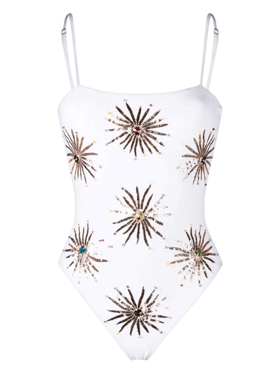 Dolly Two Strap Retro Swimsuit White Eco Friendly Dye