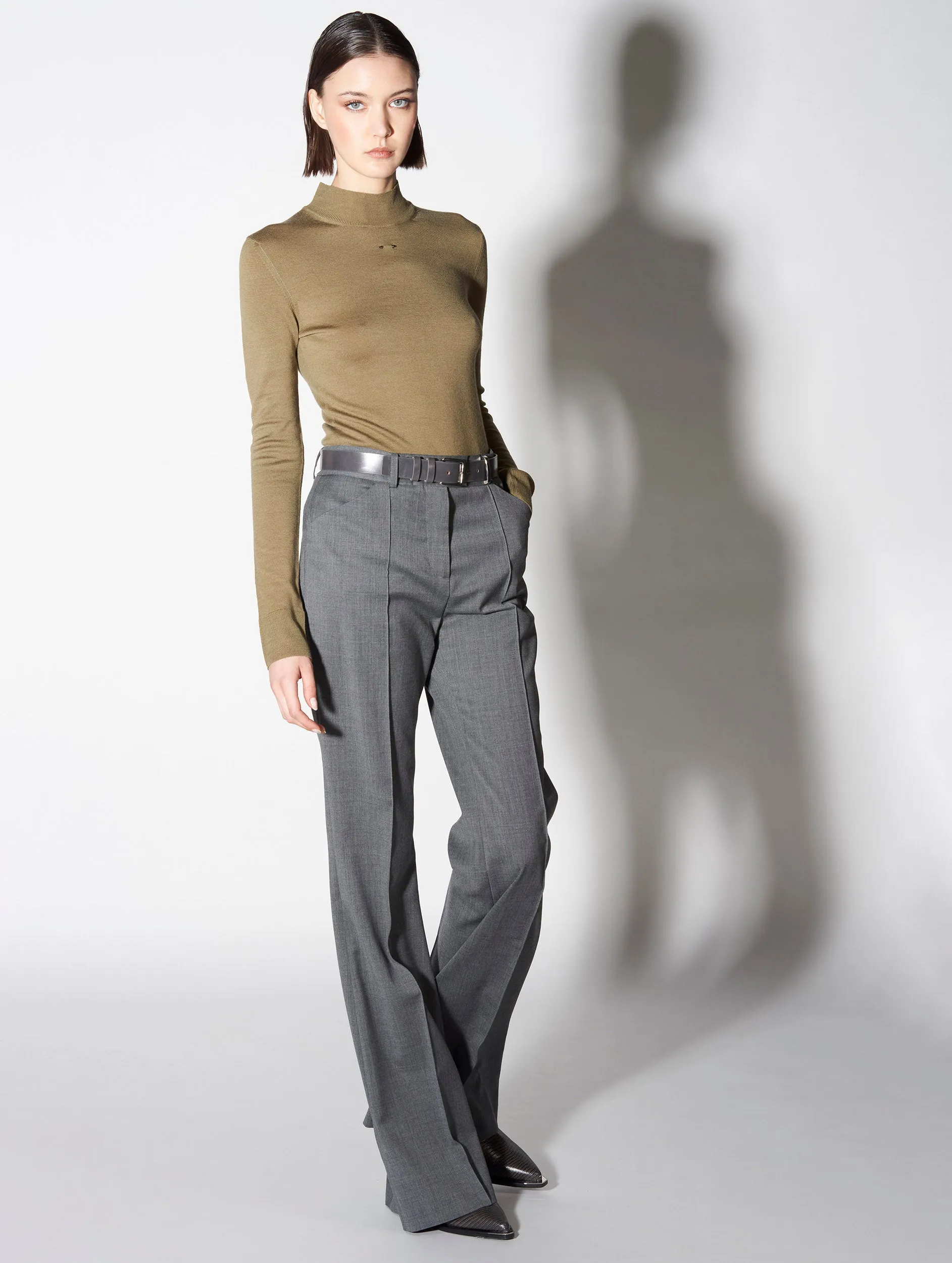 Grey stretch wool flared trousers NonRestrictiveCut