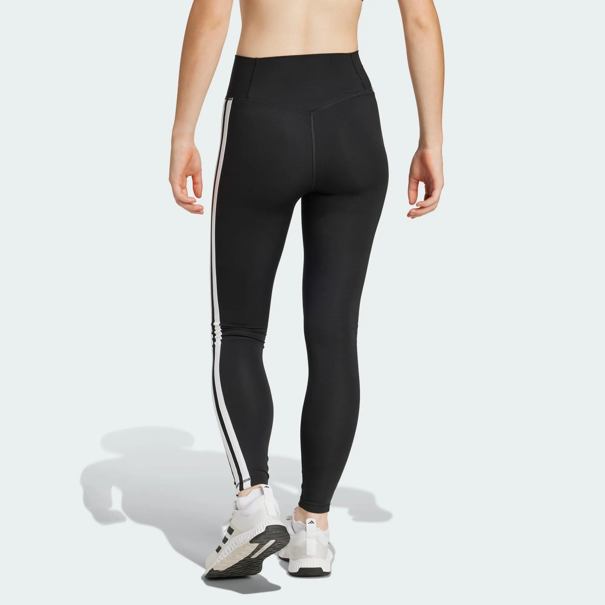 Adidas Women's Optime Essential 3-Stripes 7/8 Black Leggings Cozy Knit NonBindingEdges