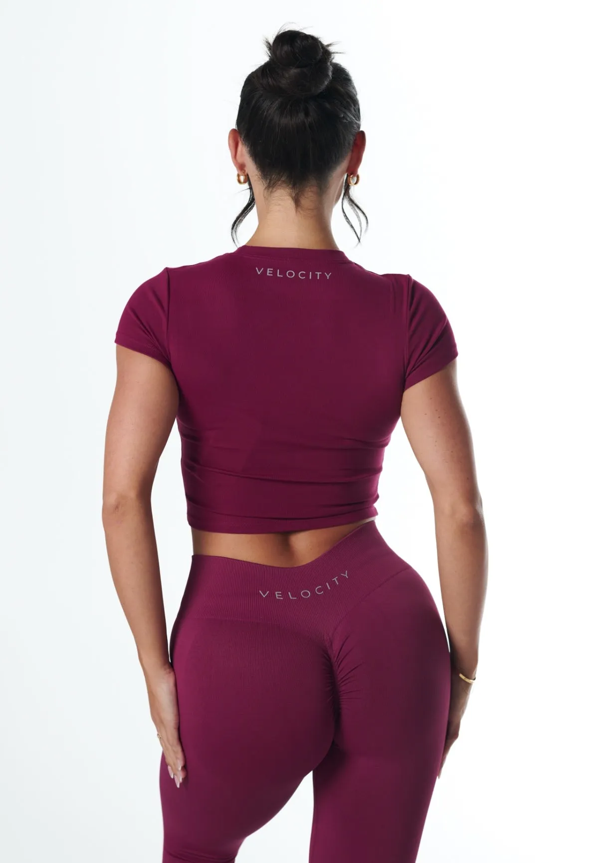 Digital Glow RIBBED BASIC TEE - BERRY