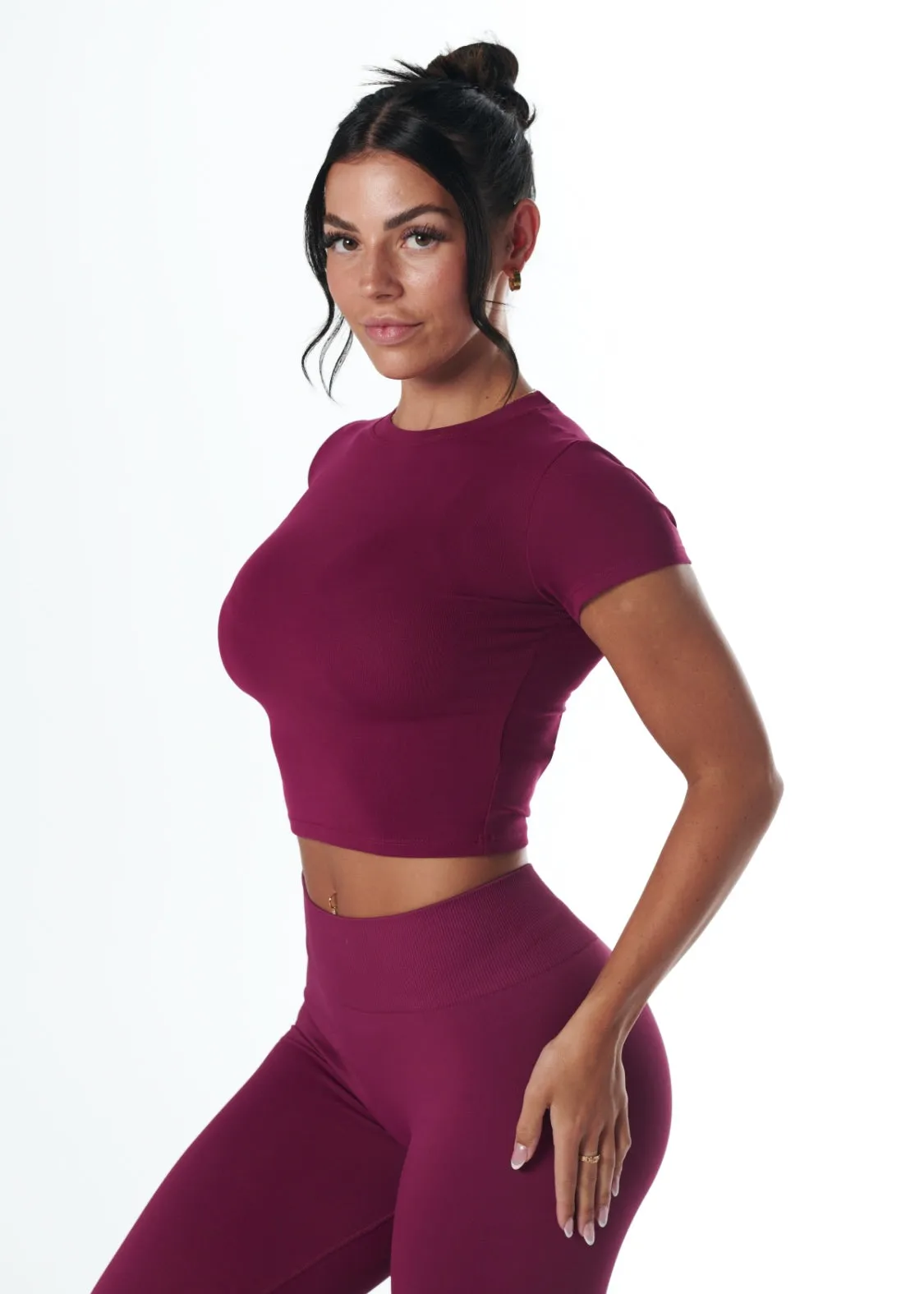 Soft Lining Stage Soul RIBBED BASIC TEE - BERRY