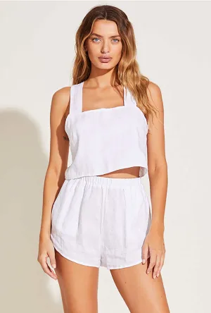 Tallows Linen Short - White EcoLinen Clean Fit Flexible Fabric