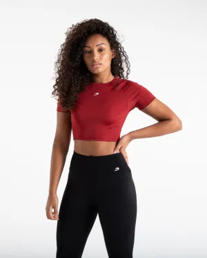 Training Short Sleeve Crop Top - Red DoubleStitchReinforcement Hygienic Finish