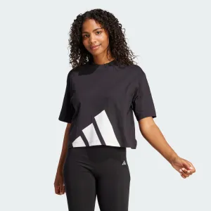 Adidas Women's Big Logo Crop Black Tee Casual Style Weekend Fashion