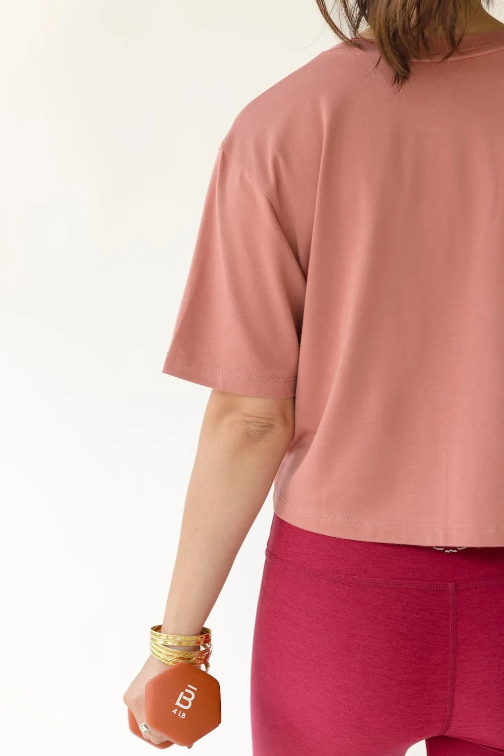Stay In Oversized Cropped Tee - Smoked Rose Earth Fit