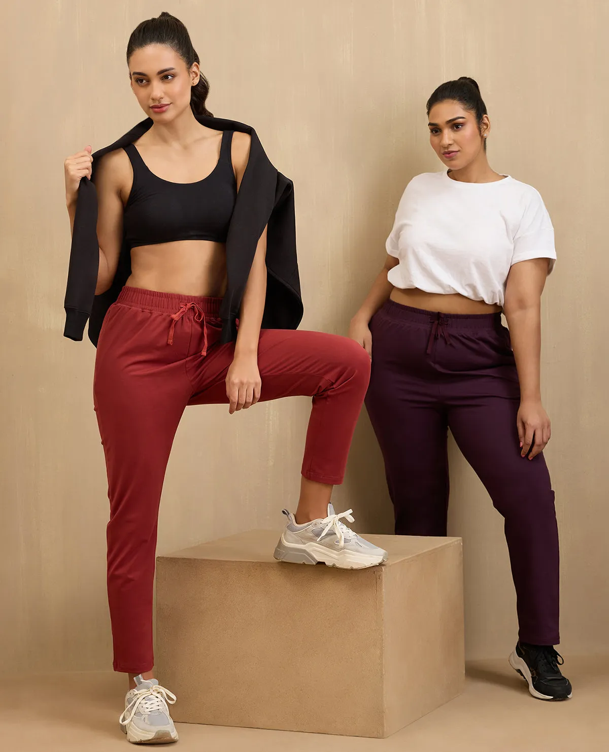 Double Needle Stitching NYKD By Nykaa Cotton Comfort Pants-NYAT502-Grape