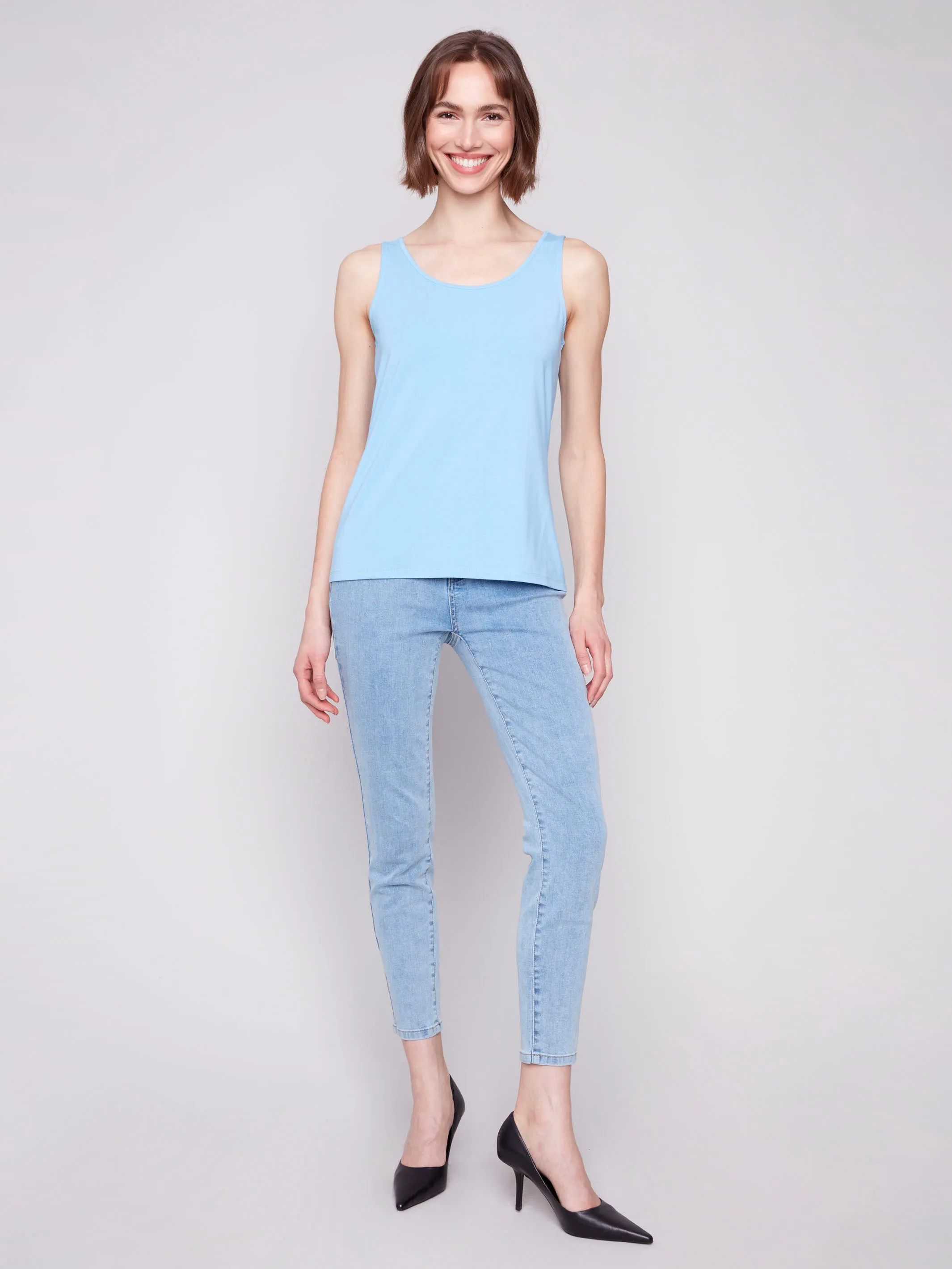 Energy Ease Adjustable Drawcord Reversible Bamboo Cami - Bluebell