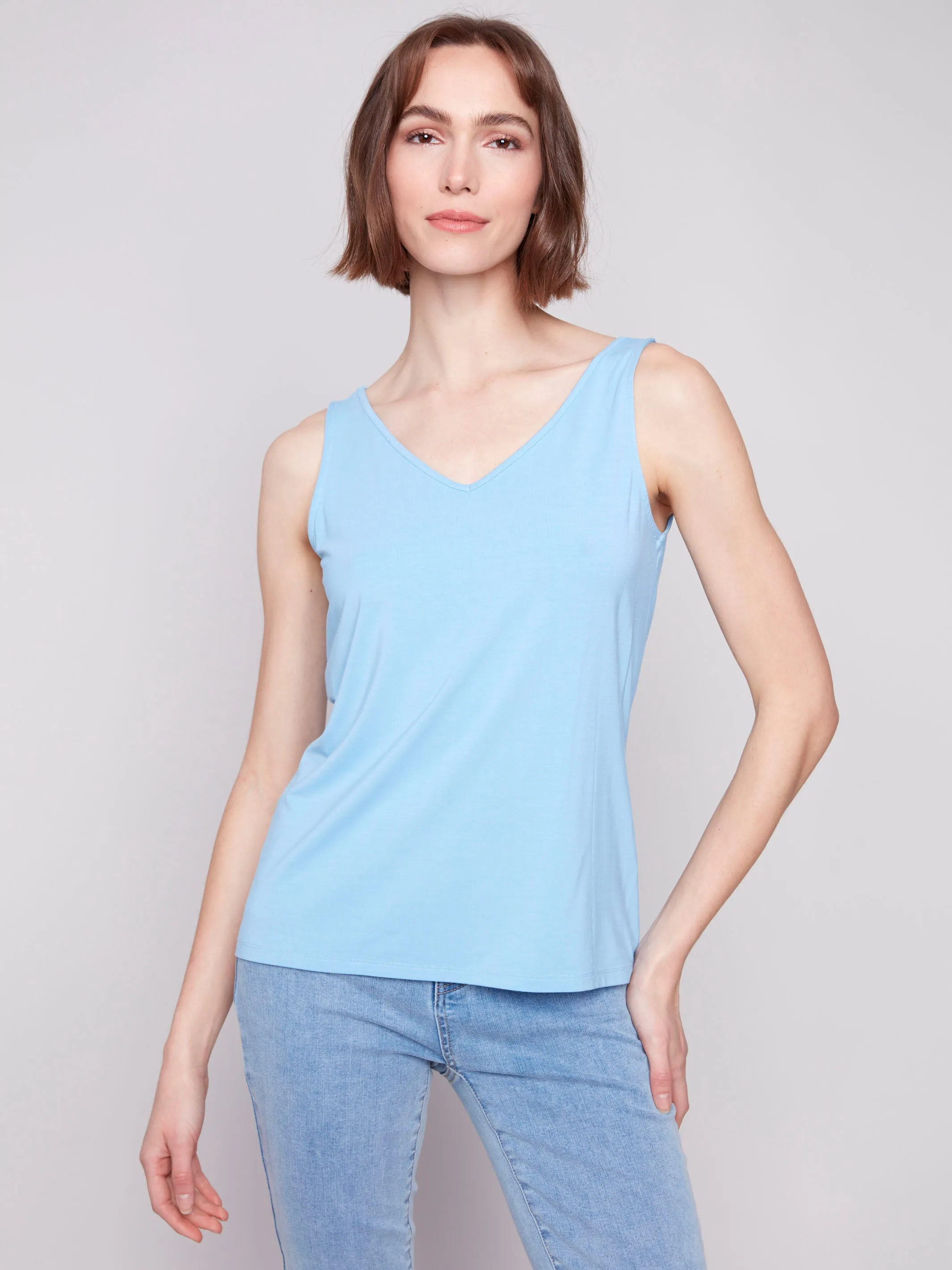 Clean Cut Modular Attachment System Reversible Bamboo Cami - Bluebell