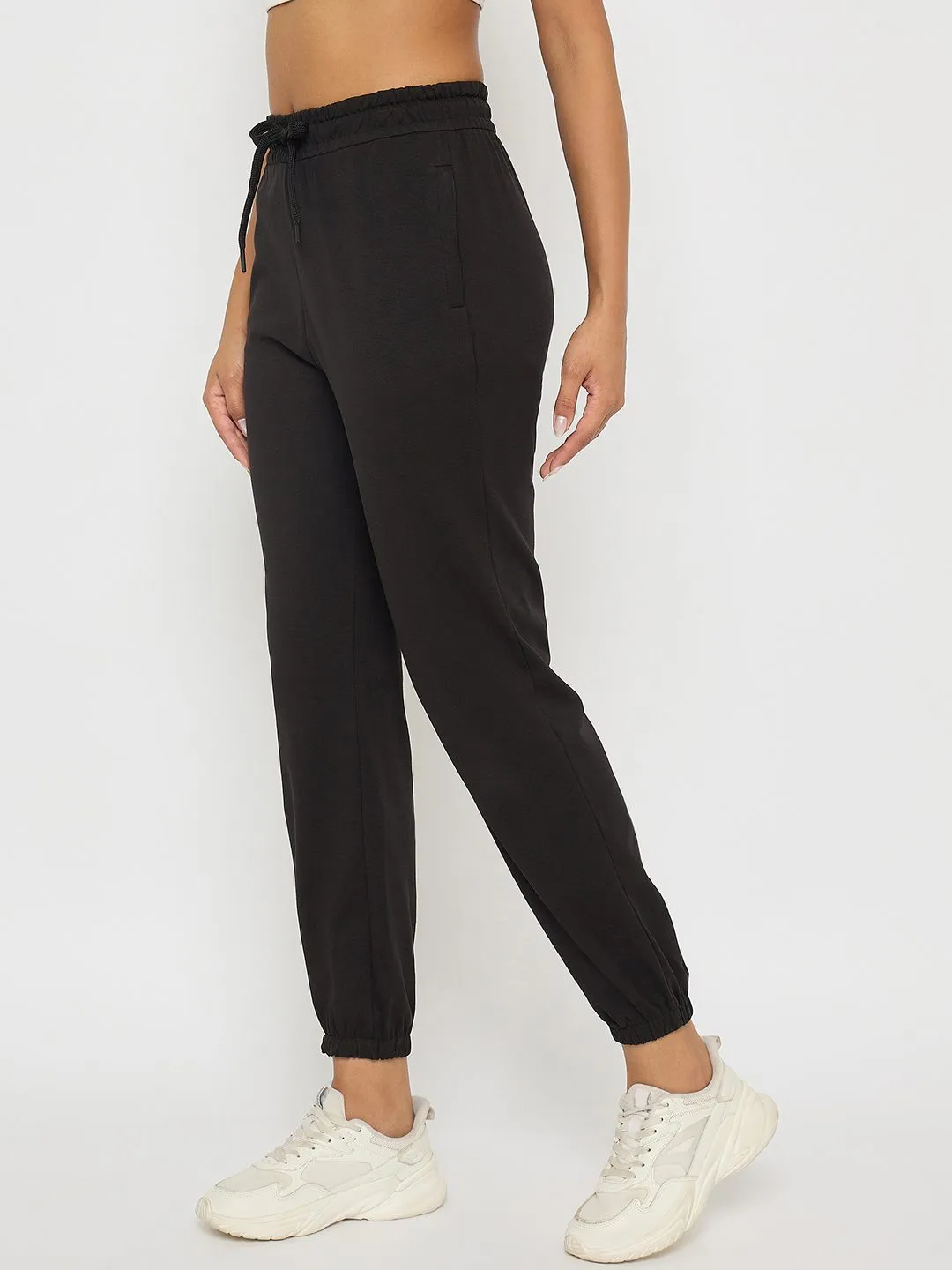 mSECRET Black Elastic Hem Cotton Joggers smooth zipper