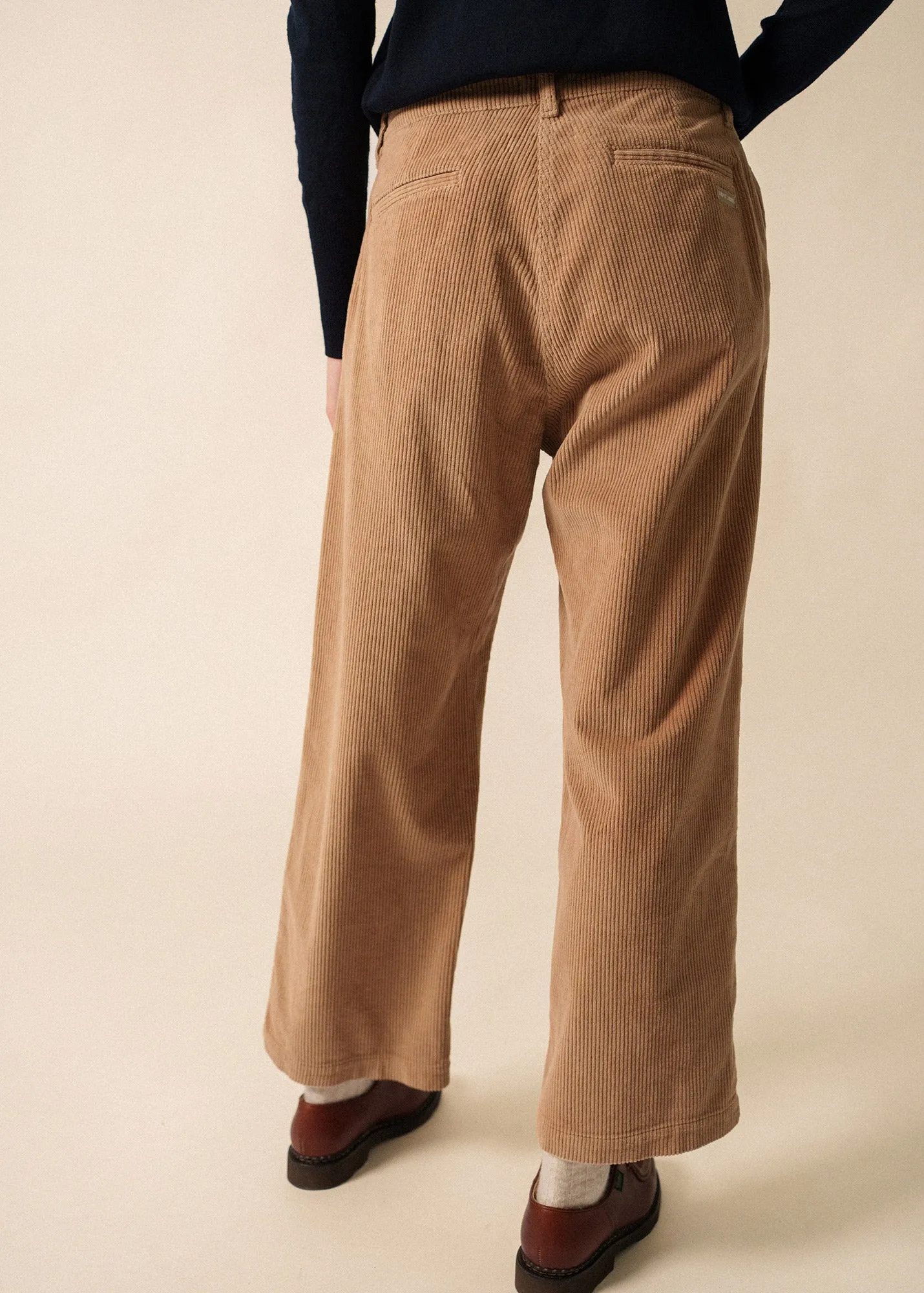 FadeResistantDye Tess Velvet Trousers - straight cut (BEIGE FONCE)
