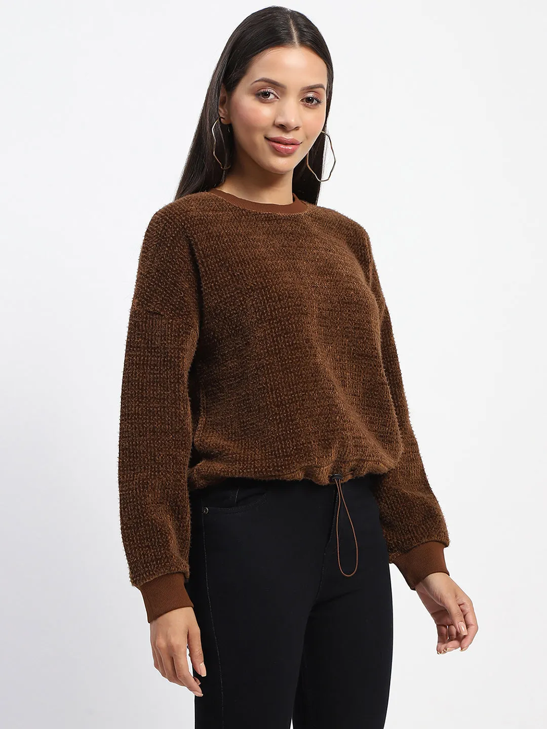 Madame Elastic Pull Drawstring Brown Top Reinforced Edges