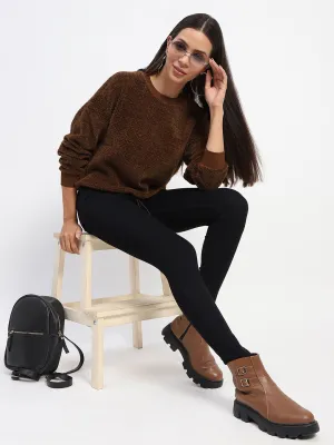 Practical Boots Date Vibe Madame Elastic Pull Drawstring Brown Top