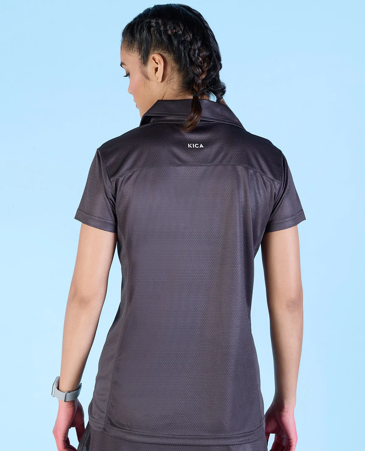 All Season Wear Fashion Layer Airy Match Polo Top Grey