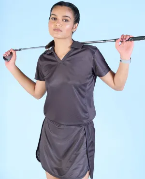 Weekend Wear Anti Static Finish Airy Match Polo Top Grey