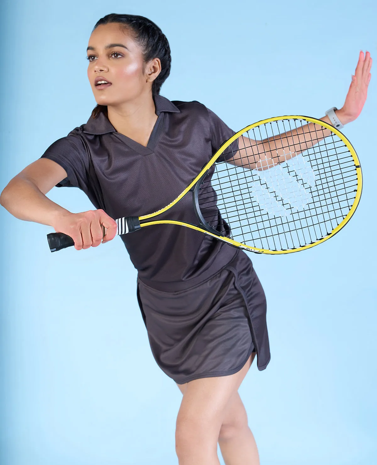 Airy Match Polo Top Grey Oversized Silhouette Award-winning
