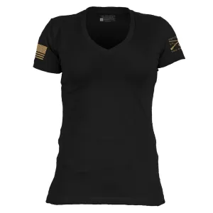 Basic T-Shirt Women's V-Neck - Black Flatlock stitching Comfortable Look