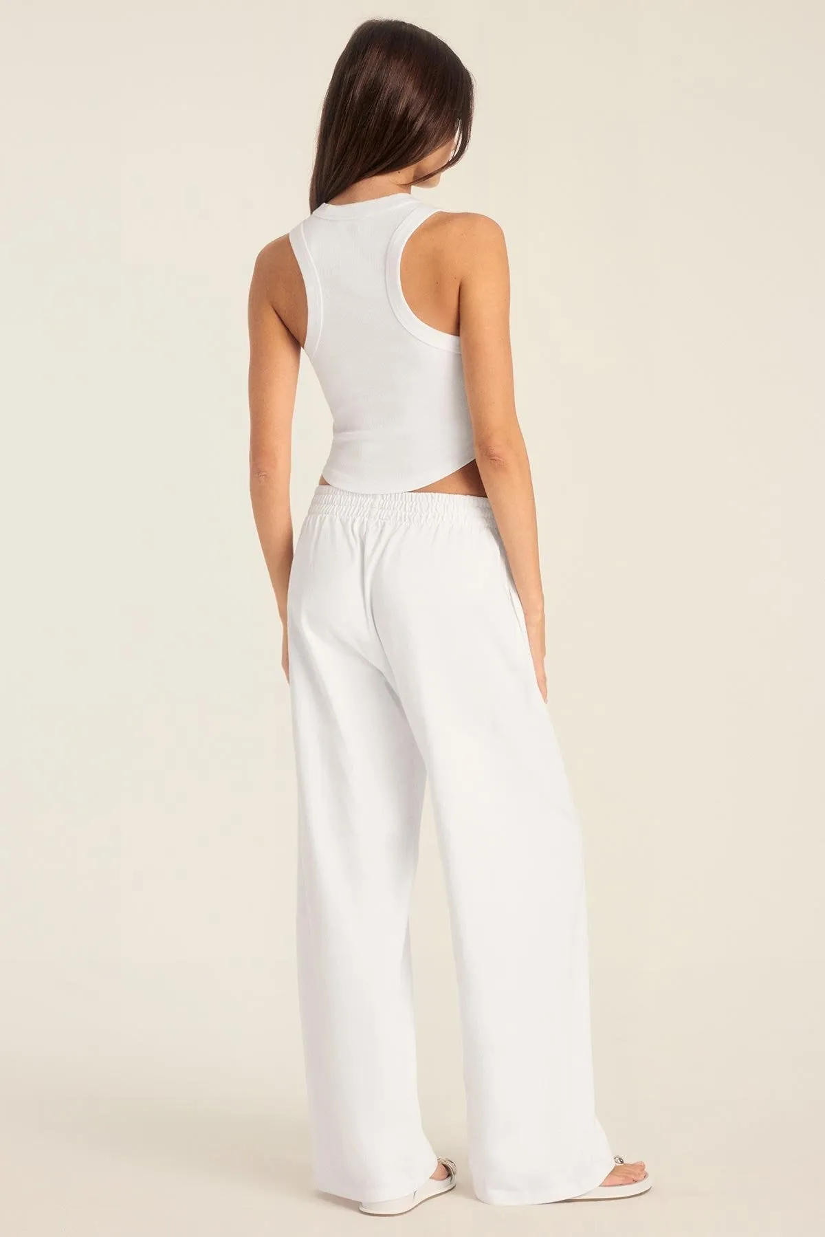 Heat Safe Daybreak Essential Crop Tank - White Cotton Rib