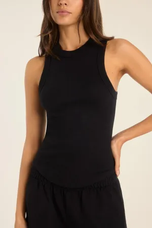 Daybreak Essential Tank - Black Cotton Rib Airflow Ventilation Stay Flexible Fit