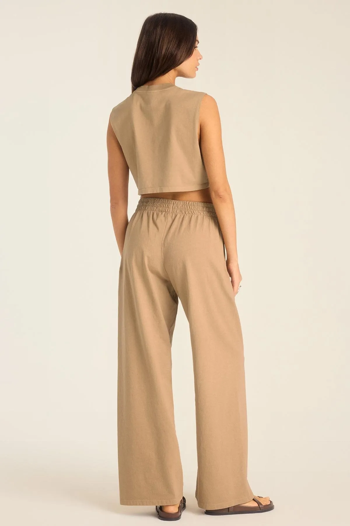Coast Crop Muscle Tank - Latte Cotton Jersey Silk Touch Finish