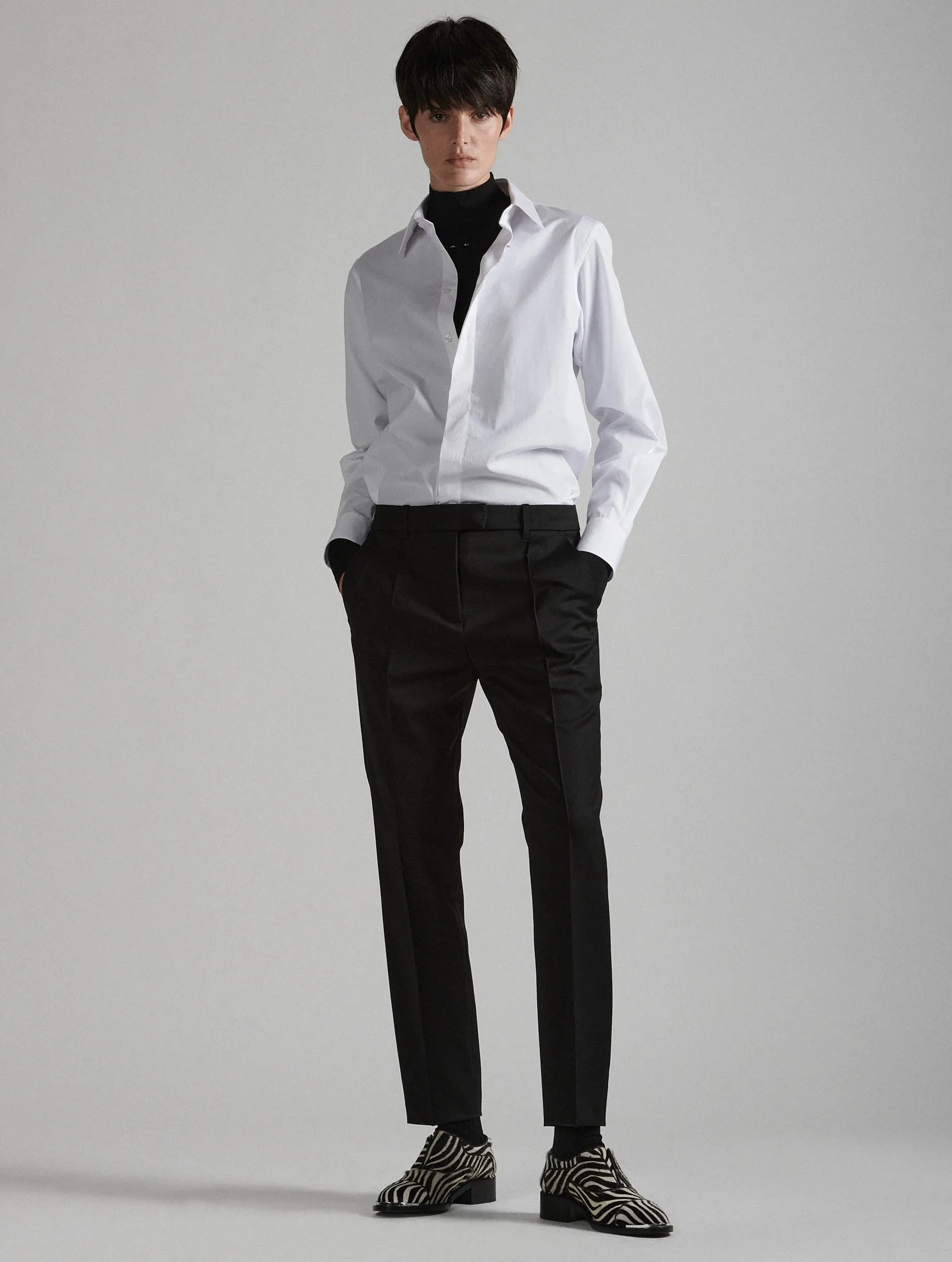SmoothZipper Eco Friendly Material Black stretch wool gabardine roxy trousers