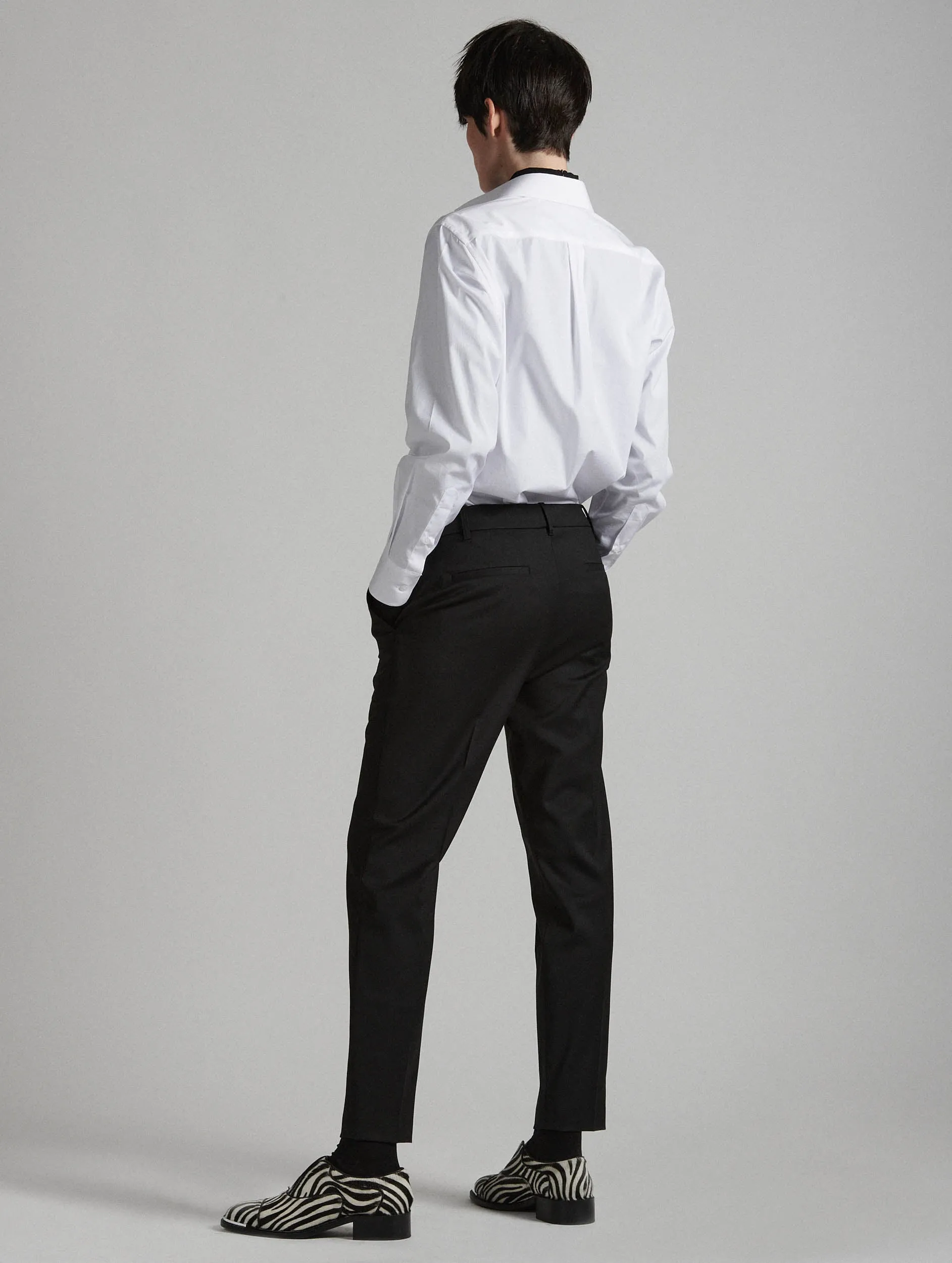 EcoFriendlyMaterial Black stretch wool gabardine roxy trousers