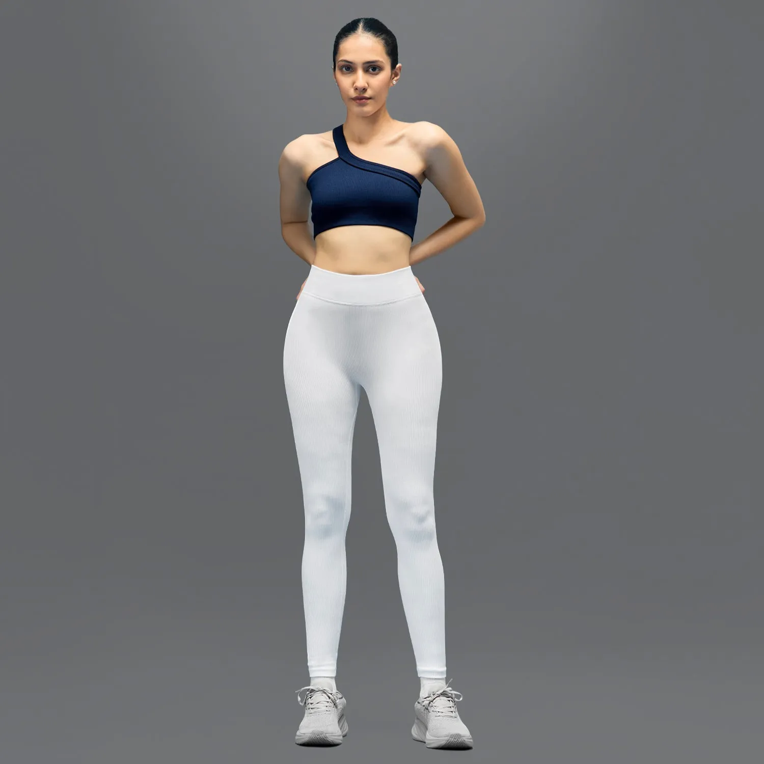 Limitless Snatched Legging - White Ultra Light Fitness Training Adjustable Drawstring Waist