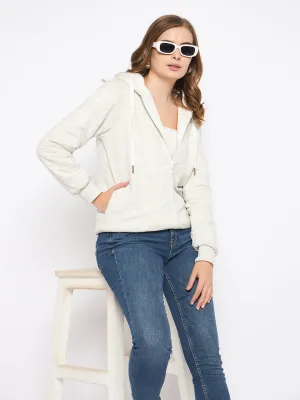 product houndstooth sophistication Madame White Fleece Hooded Sweatshirt