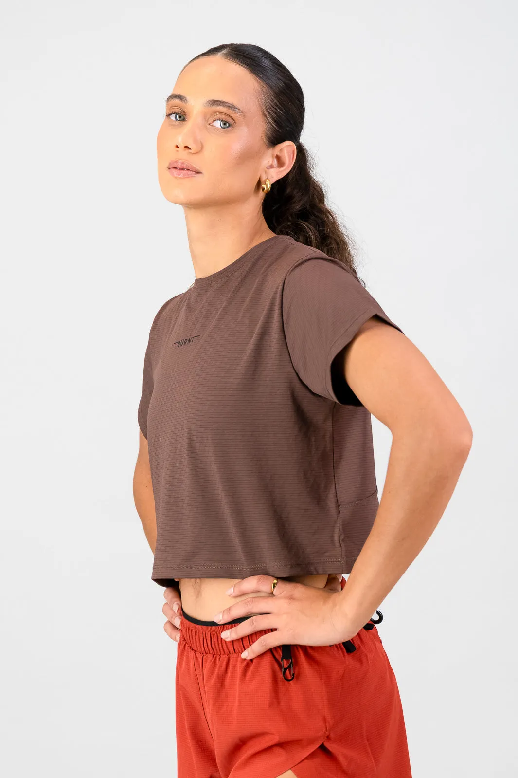 Women's Peak Active Tee - Clay warm weather Outdoor Layer