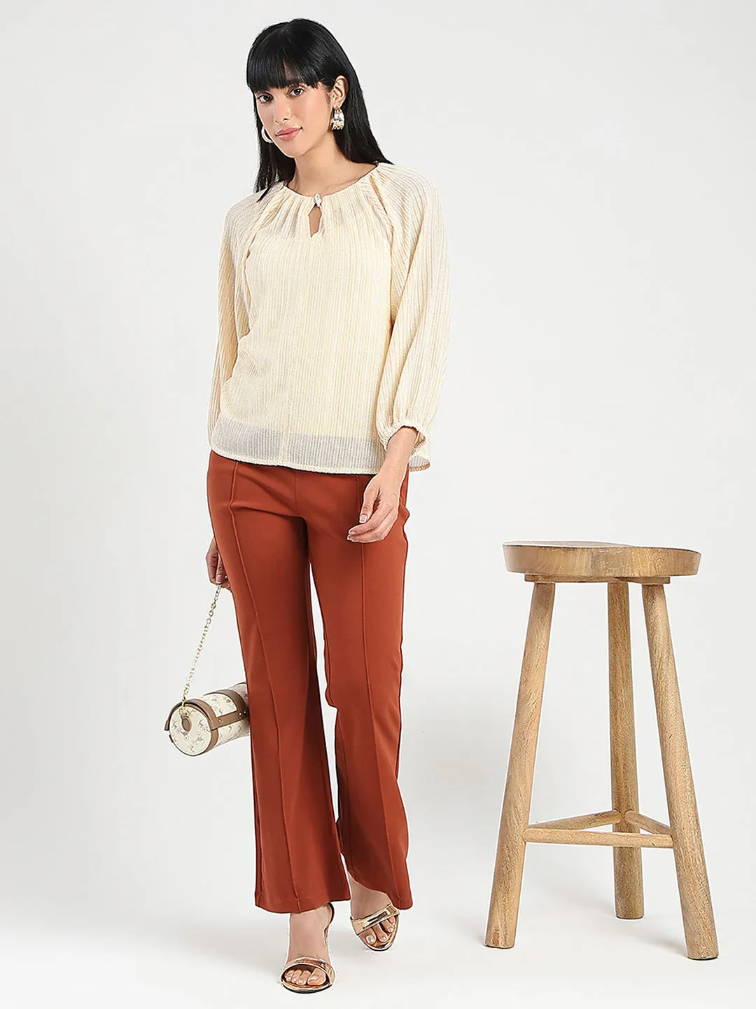 Urban Pulse Madame Beige Rayon Blend Top